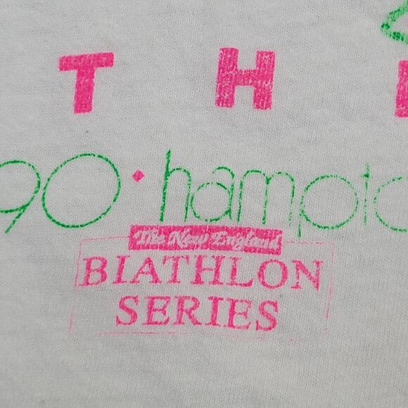 Vintage 90s Hampton Beach Bike Run Marathon Shirt XS/S 18x23 Byathlon Biathlon - Picture 6 of 13